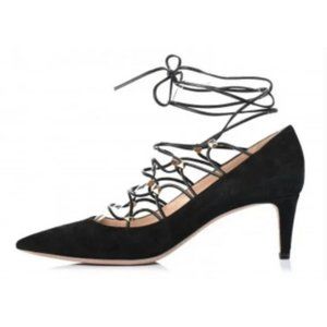 Valentino Garavani Suede Leather Rockstud Lace Up Pumps Heels Size 36